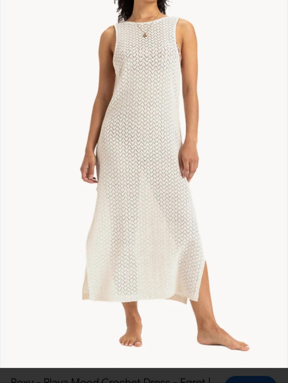 Roxy Playa Mood Crochet Cover-Up Maxi Dress in Cream